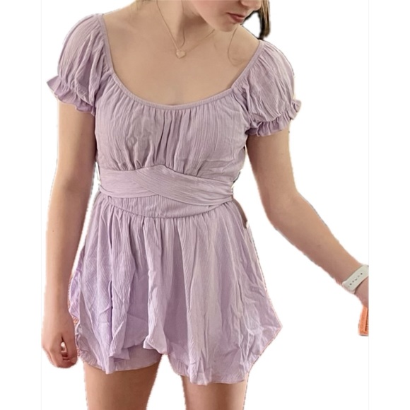 Altar’d state lavender smocked sleeve romper - Picture 1 of 4
